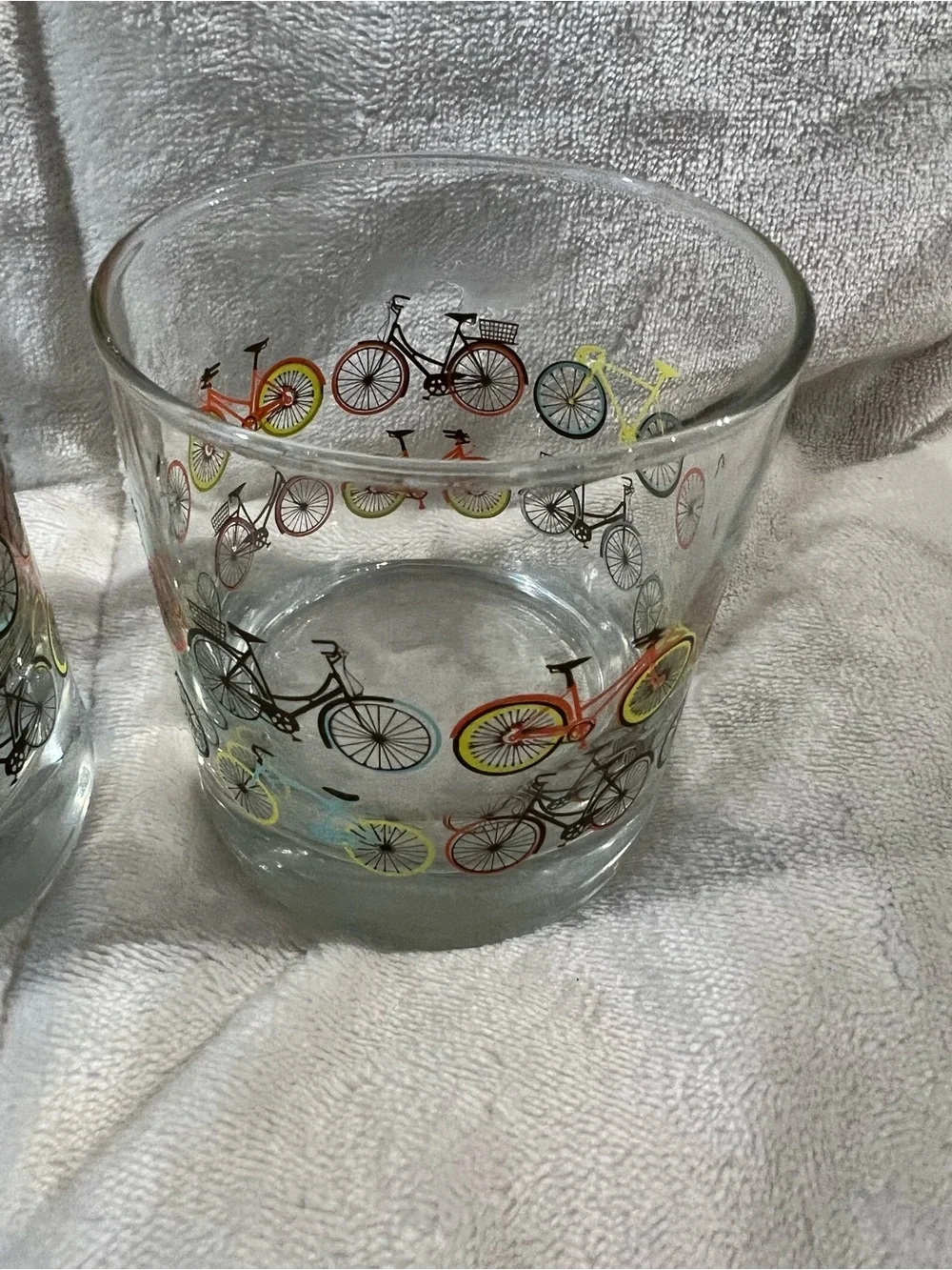 Set of 2 Bicycle Print Rocks Glasses Colorful Bike Lowball Whiskey Tumblers